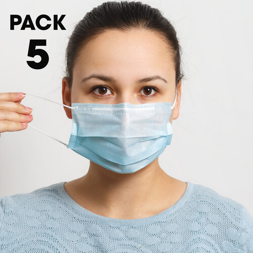 Pack of 5 - Disposable 3 Ply Face Mask